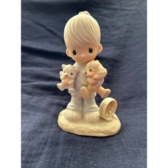 Precious Moments- boy with pets | Blessed are the Peacemakers - Picture 1 of 3